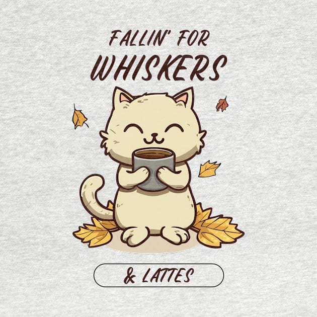 Fallin' For Whiskers & Lattes | Cat Drinking Coffee by GrinTees